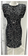 Load image into Gallery viewer, Zeena – Black Velvet & Silver Sequin Dress