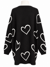 Load image into Gallery viewer, Oversized Heart Print V-Neck Jumper