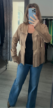 Load image into Gallery viewer, Carlie - Suedette Fringed Jacket - Tan