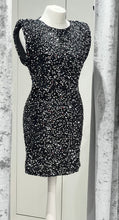 Load image into Gallery viewer, Zeena – Black Velvet & Silver Sequin Dress