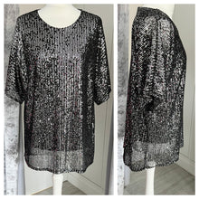 Load image into Gallery viewer, Alise - Sequin Sparkle Top – Black & Silver