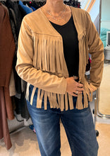 Load image into Gallery viewer, Carlie - Suedette Fringed Jacket - Tan