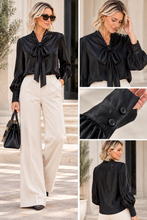 Load image into Gallery viewer, Jess - Tie Neck Blouse - Black