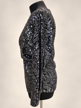 Load image into Gallery viewer, Alicia - Twist Front Sequin Top - Black