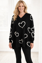 Load image into Gallery viewer, Oversized Heart Print V-Neck Jumper