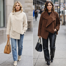 Load image into Gallery viewer, Fluffy Asymmetric Wrap Jacket
