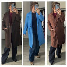 Load image into Gallery viewer, Bouclé Longline Coat – Blue