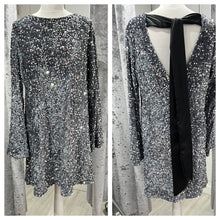 Load image into Gallery viewer, Velvet Sequin Dress - Silver/Grey