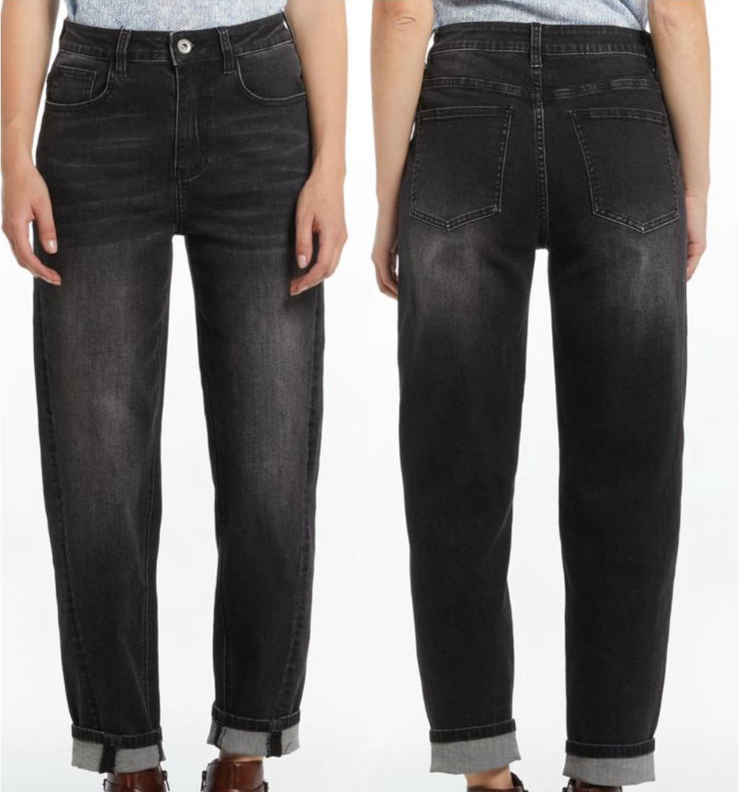 Barrel jeans - black denim