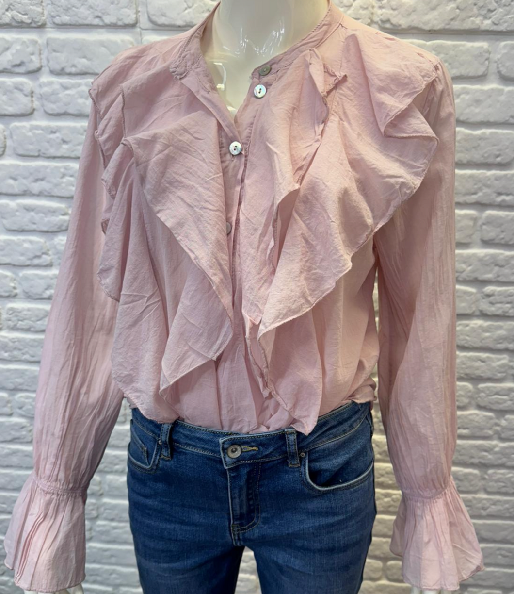 Ruffle shirt - soft pink