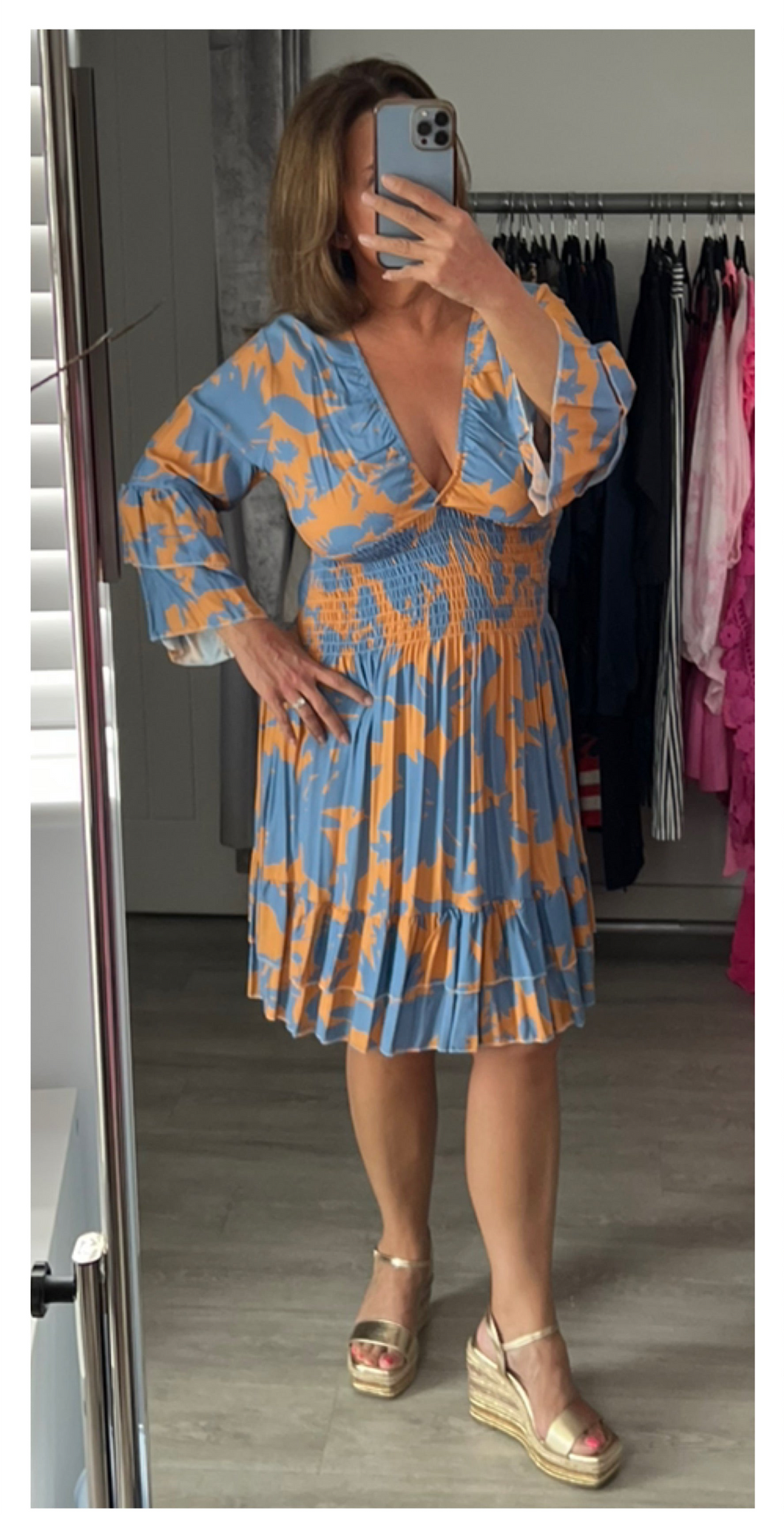 Carly dress - blue/orange