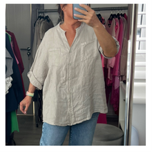 Load image into Gallery viewer, Linen detail shirt - stone
