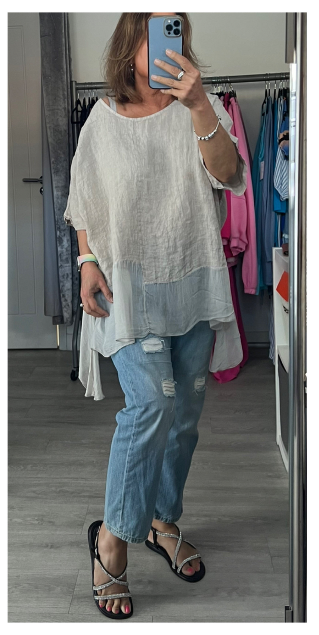 Linsilk top - beige