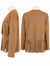 Load image into Gallery viewer, Carlie - Suedette Fringed Jacket - Tan
