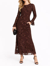 Load image into Gallery viewer, Megan – Chocolate Brown Embroidered Maxi Dress
