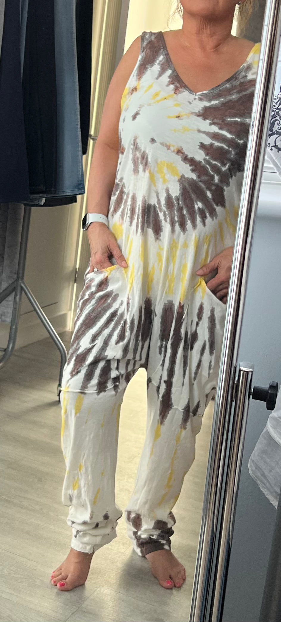 Tie-dye Jumpsuit - mocha/lemon