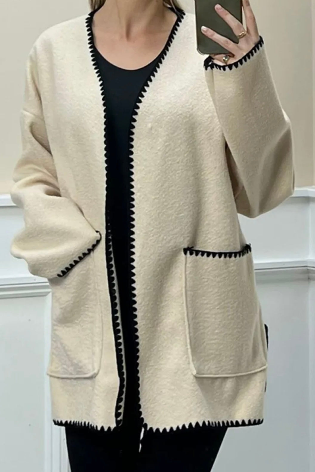 Stitch edge jacket - cream