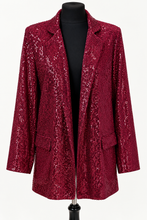 Load image into Gallery viewer, Sequin Blazer - Wine
