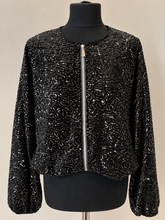 Load image into Gallery viewer, Sparkle Velvet Bomber Jacket - Berry

