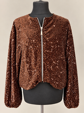 Load image into Gallery viewer, Sparkle Velvet Bomber Jacket - Berry
