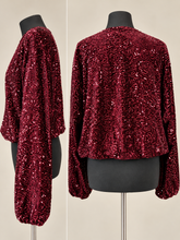 Load image into Gallery viewer, Sparkle Velvet Bomber Jacket - Berry
