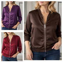 Load image into Gallery viewer, Silky zip jacket/top

