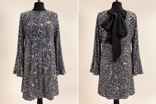 Load image into Gallery viewer, Velvet Sequin Dress - Silver/Grey
